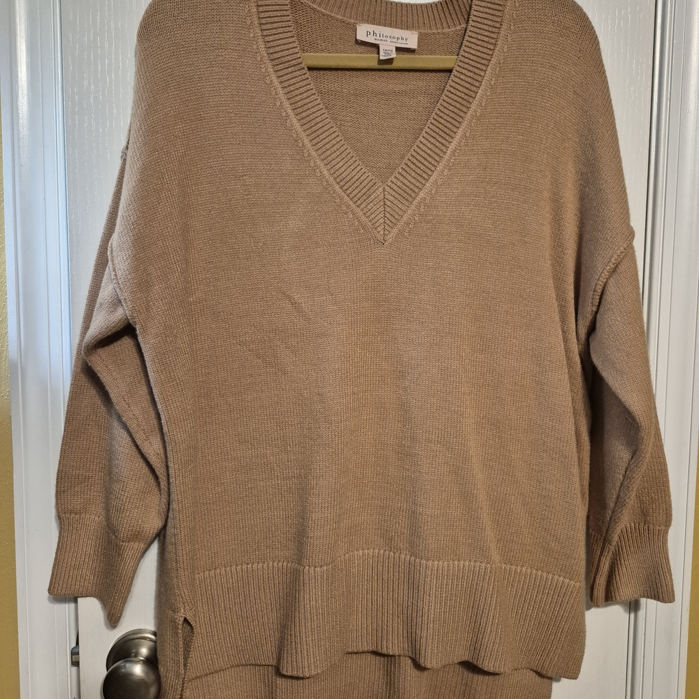Philosophy Tan V-Neck Sweater - Picture 2 of 7